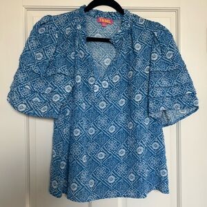 NWOT THML blue and white blouse. Size M